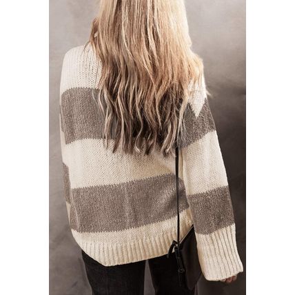 Simply Taupe Colorblock Loose Pullover Sweater