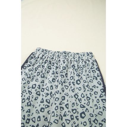 Gray Leopard High Waist Side Bow Straight Leg