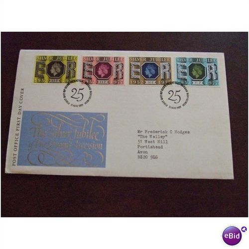 1977 GB Silver Jubilee PO FDC Special hand stamp (2) Queen Elizabeth II royalty