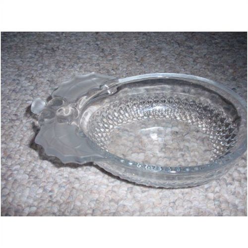 Vintage 5" Glass Serving Dish with Berries & Leaves