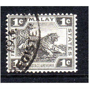 MALAYSIA 1923 1c BLACK FINE USED#3