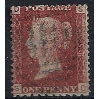 1858 SG43 1d Red Plate 150 Fine Used Check Letters "SD".