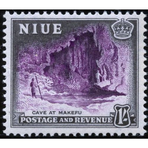 Niue KGVI 1950 1s 1/- Purple & Black Mounted Mint MM SG 120 stamp Cave Makefu