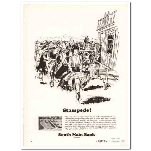 south main bank 1967 stampede rush tv motor-bank window vintage ad