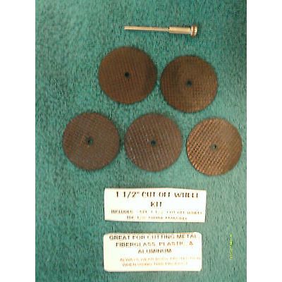 5 pc 1 1/2" Cut off Wheel Kit with 1pc 1/8" Shank Mandrel Metal Plastic Aluminum