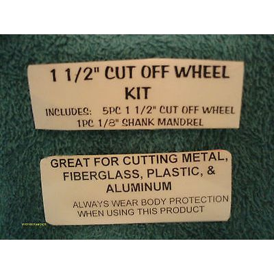 5 pc 1 1/2" Cut off Wheel Kit with 1pc 1/8" Shank Mandrel Metal Plastic Aluminum