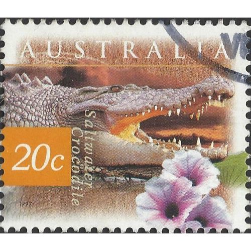 AUSTRALIA, REPTILE, Saltwater Crocodile, brown 1997, 20c, #2