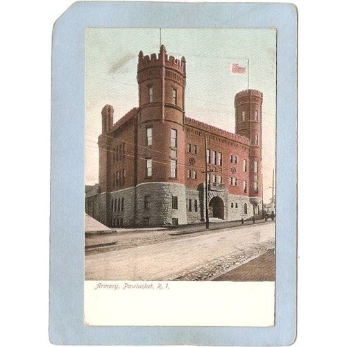 Rhode Island Pawtucket Postcard Armory Street Scene~1094