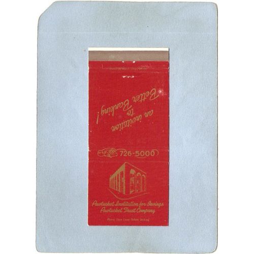 Rhode Island Pawtucket Matchcover Pawtucket Trust Company w/5 Locations Li~915