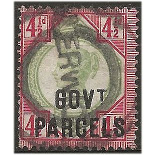 1892 O71 4 1/2d Green & Carmine Govt Parcels Official Good+ Used ..