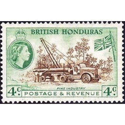British Honduras 1953 4c Brown Green Unmounted Mint MNH SG 182 Sc 147 stamp Pine