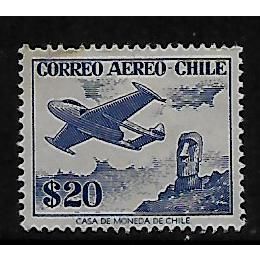 CHILE 1956 AIR 20p BLUE DE HAVILLAND VENOM SG 456a FINE USED#2