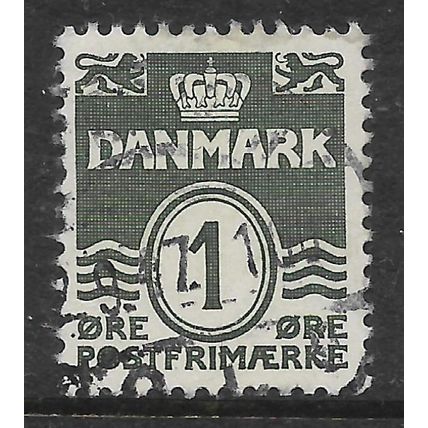 DENMARK 1933 NUMERAL 1 ORE OLIVE BLACK SG 265 FINE USED
