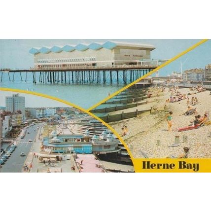 Herne Bay Pavillion Kent Folkestone Beach Lilos Lilo Sandcastles 1970s Postcard