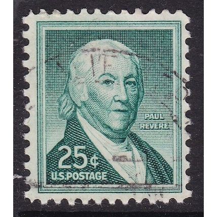 United States 1958 Paul Revere 25c Fine Used SG 1048 VGC