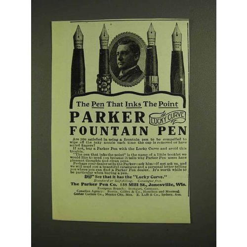 1907 Parker Lucky Curve Fountain Pen Ad - Inks Point