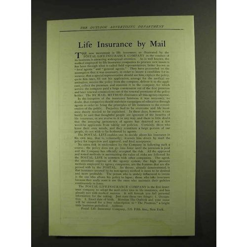 1907 Postal Life Insurance Ad - Life Insurance by Mail