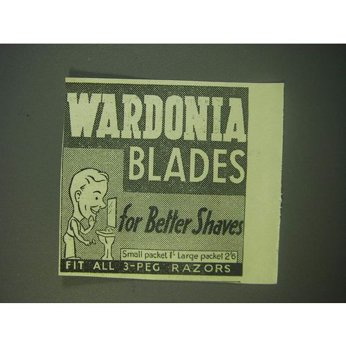 1940 Wardonia Blades Ad - Wardonia Blades for better shaves