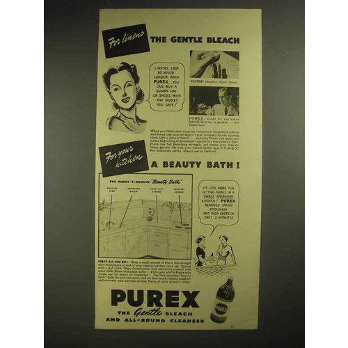 1940 Purex Bleach Ad - For Linens The Gentle Bleach