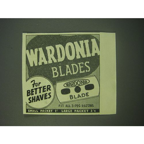 1940 Wardonia Blades Ad - For better shaves
