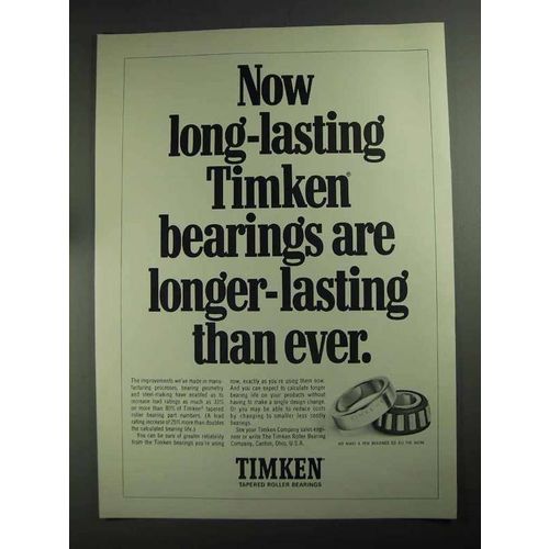 1968 Timken Bearings Ad - Longer-Lasting Than Ever