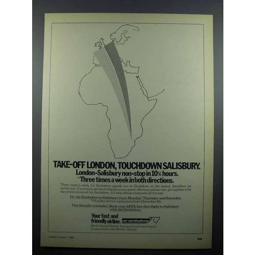1980 Air Zimbabwe Ad - Touchdown Salisbury