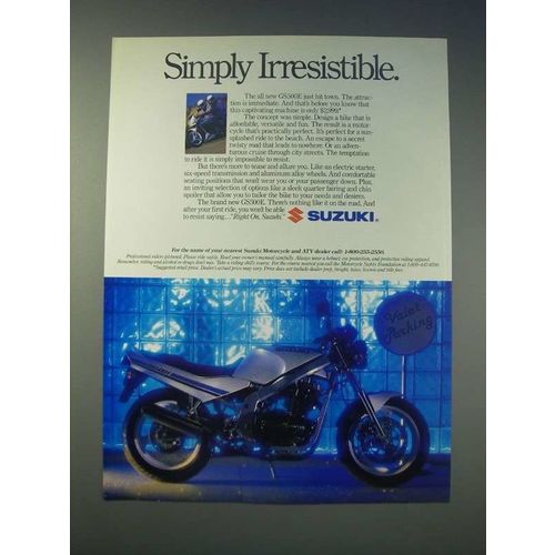 1989 Suzuki GS500E Motorcycle Ad - Simply irresistible