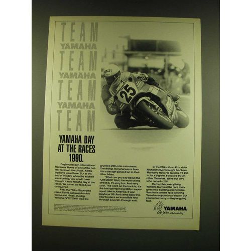 1990 Yamaha Mototorcycles Ad - David Sadowski - Yamaha day at the races 1990