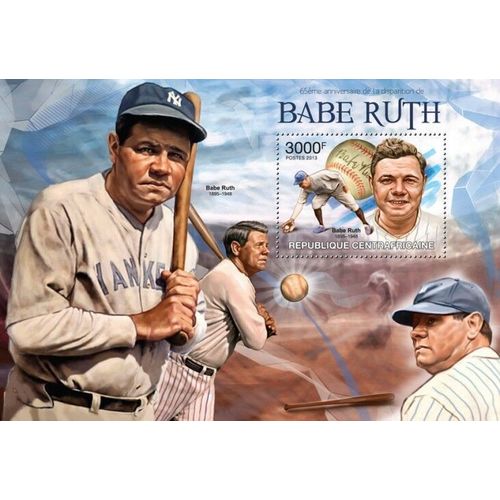 CENTRAL AFRICA 2013 SHEET MNH BABE RUTH BASEBALL SPORTS BEISBOL 1A