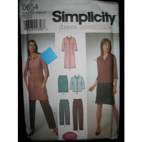 Simplicity #0654 Misses Mini-Dress, Shirt, Pants & Skirt Pattern - Sizes 4-10