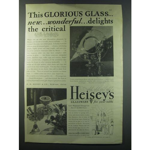 1930 Heisey's Alexandrite Glassware Ad - This glorious glass