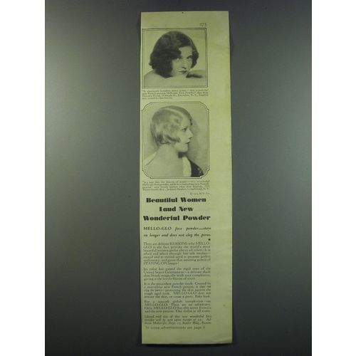 1930 Mello-Glo Powder Ad - Dorothy Flood and Kae English