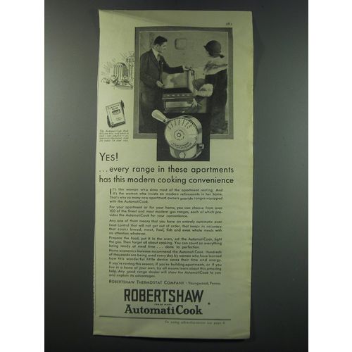 1930 Robertshaw AutomatiCook Ad - Yes! Every range in these apartments has this