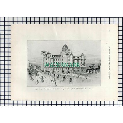 (8231) Glasgow Royal Infirmary / Drill Hall Yorkhill Woodside Halls - 1902 Print