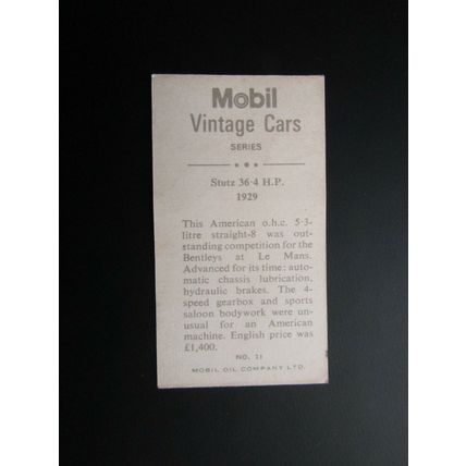 Mobil Oil 1966 Vintage Cars Cards Card Variants (e33)
