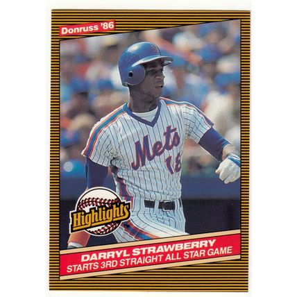 1986 Donruss Highlights Darryl Strawberry baseball card #24 –Mets