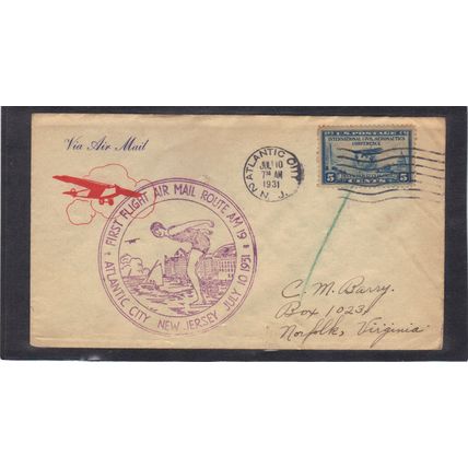 1st Flight 650 5c Plane (Cachet-Inked/A) CV00913