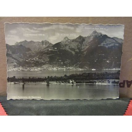 panorama of MONTREUX, SWITZERLAND unused vintage postcard RP