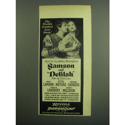 1949 Samson and Delilah Movie Ad - The World's greatest love story!