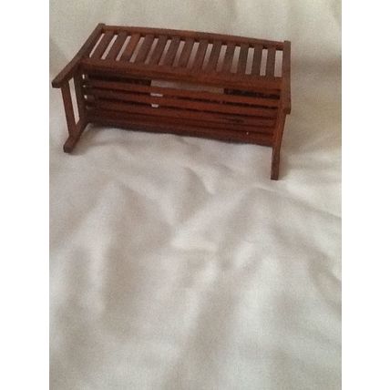 Brown Wooden Garden Bench with Cushions 1:12th scale miniature