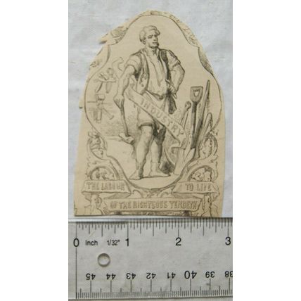 Vintage: small engraving - Industry, The Labour of the Righteous Tendeth to Life