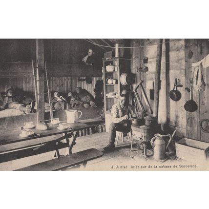 Cabane Interieur Barberine Antique Swiss Postcard