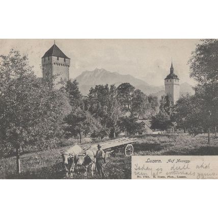 Luzern auf Musegg Farm Transport Antique Switzerland Postcard