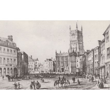Market Place Cirencester Gloucester Victorian Painting Postcard