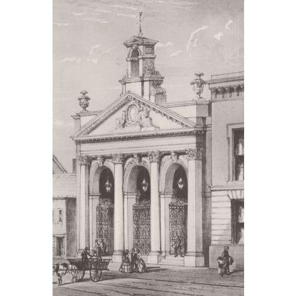 Bicycle at Market Portico Gloucester Victorian Painting Postcard