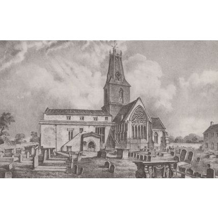 Minchinhampton Church in 1838 Gloucester Painting Postcard