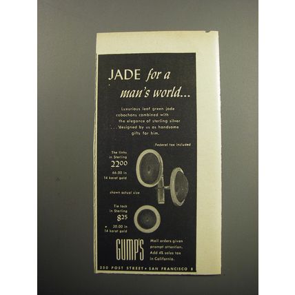 1957 Gump's Jewelry Advertisement - Jade for a man's world