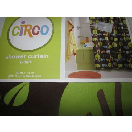 Circo Kids Shower Curtain 72 x 72 monkey giraffe elephant rino lion Jungle