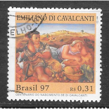 BRAZIL 1987 CALVALCANTI ARTIST 100 YEARS PAINTING HARVESTERS RESTING USED