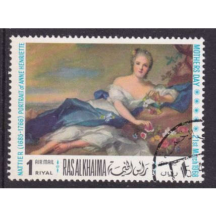 Ras Al Khaima 1968 Nattier Portrait of Anne Henriette 1r fine used VGC